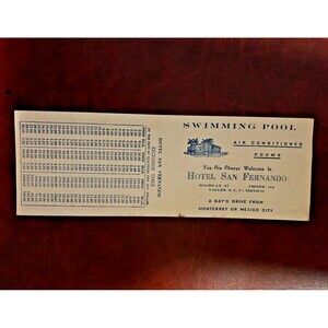 Vintage Hotel San Fernando Mexico Brochure Map Exchange Rate Mid Century
